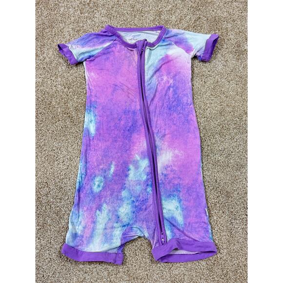 Little Sleepies Other - Little Sleepies Signature Purple Watercolor Shorty Zippy Pajamas 2T Girls Bamboo